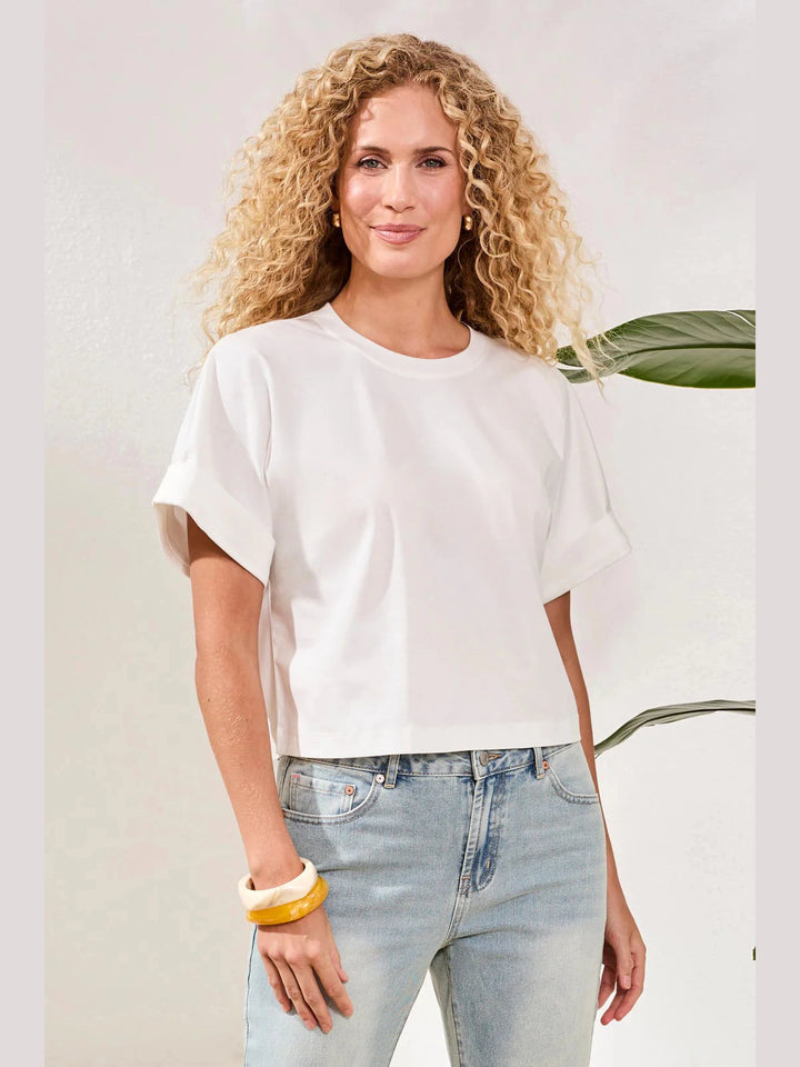 Tribal Crew Neck T-Shirt w/ Turn Up Sleeve