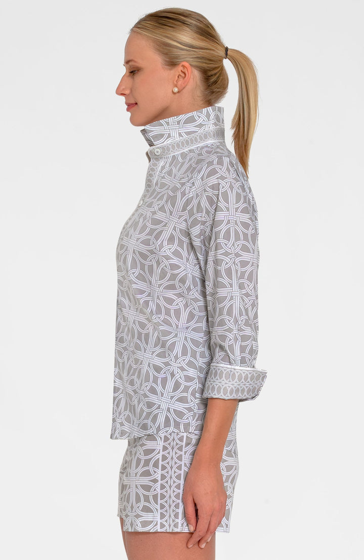 Gretchen Scott Boyfriend Shirt- Kahki Ring Toss