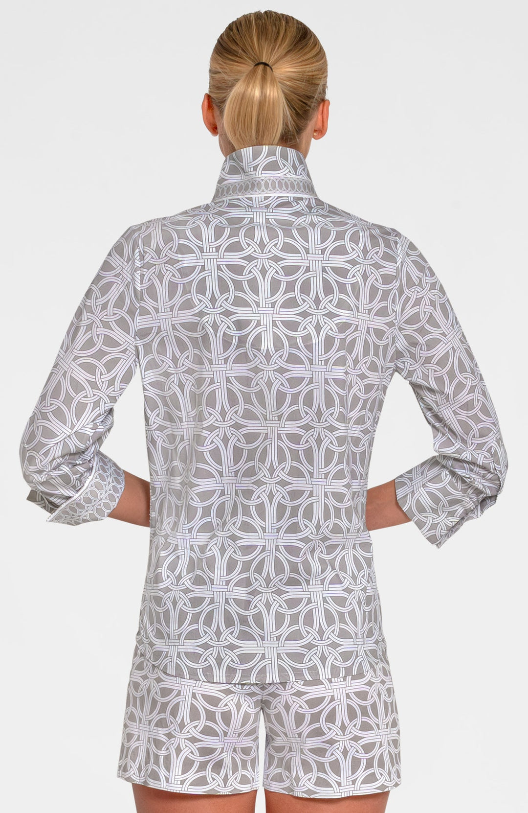 Gretchen Scott Boyfriend Shirt- Kahki Ring Toss
