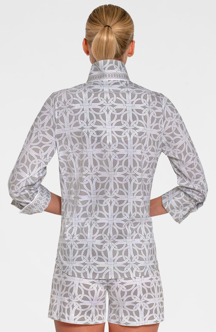 Gretchen Scott Boyfriend Shirt- Kahki Ring Toss