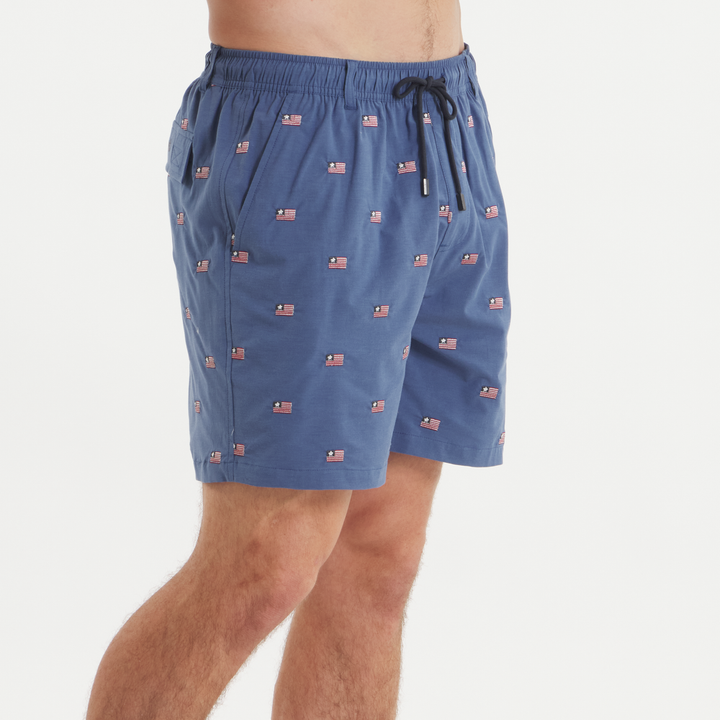 Southern Marsh Chambray Flags Swim Trunk