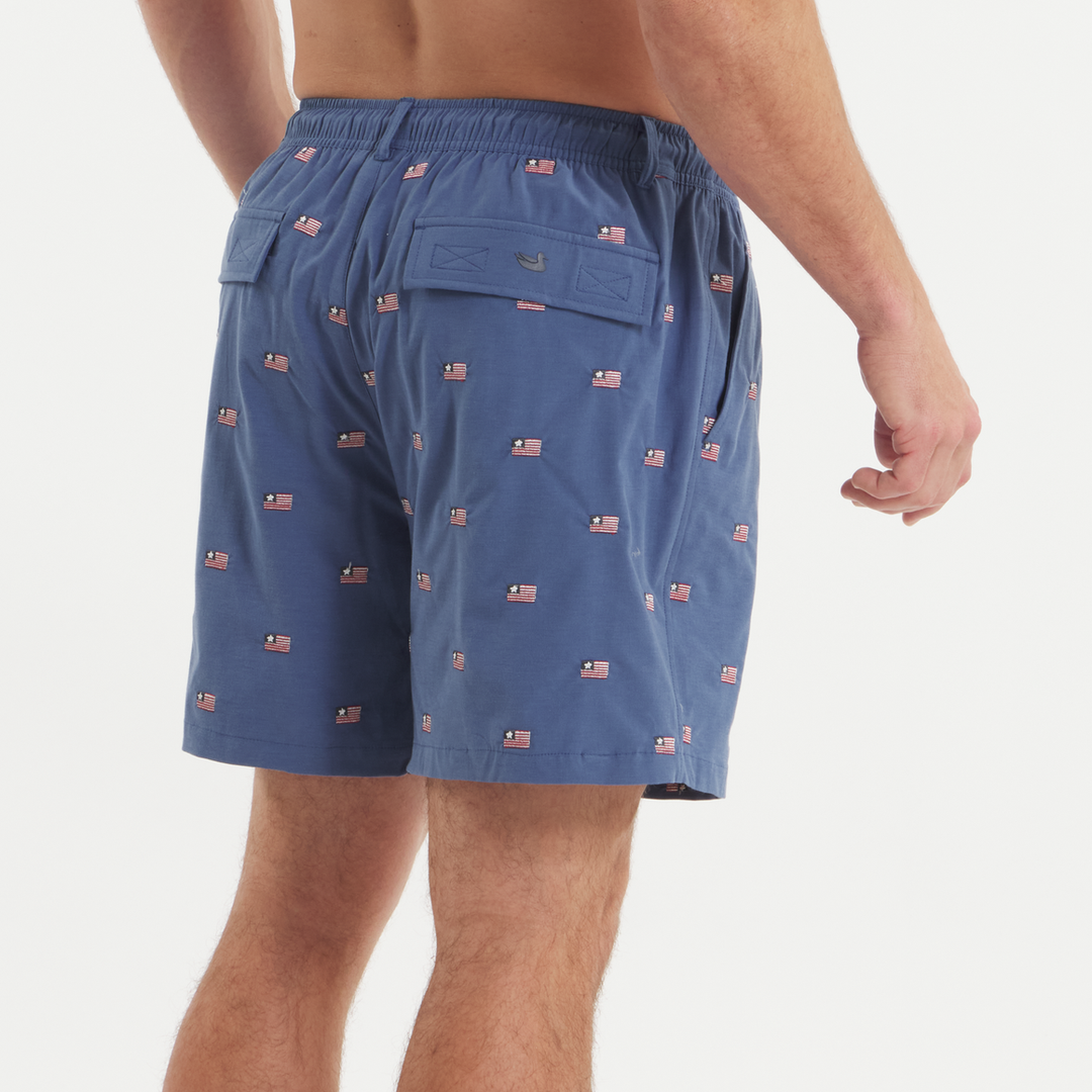 Southern Marsh Chambray Flags Swim Trunk