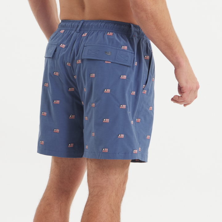 Southern Marsh Chambray Flags Swim Trunk