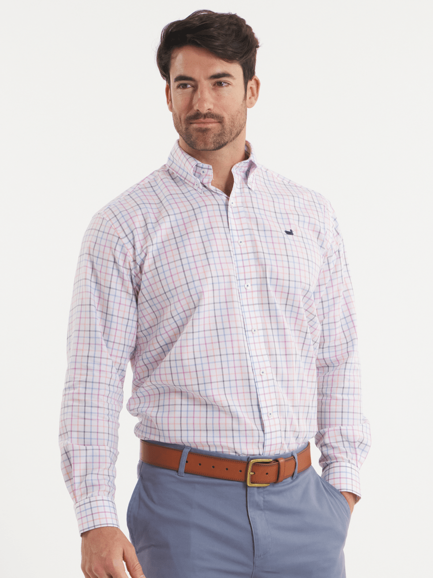 Southern Marsh Chateau Windowpane Dress Shirt - Navy & Peach Bo & Company Southern Marsh Chateau Windowpane Dress Shirt - Navy & Peach Bo & Company