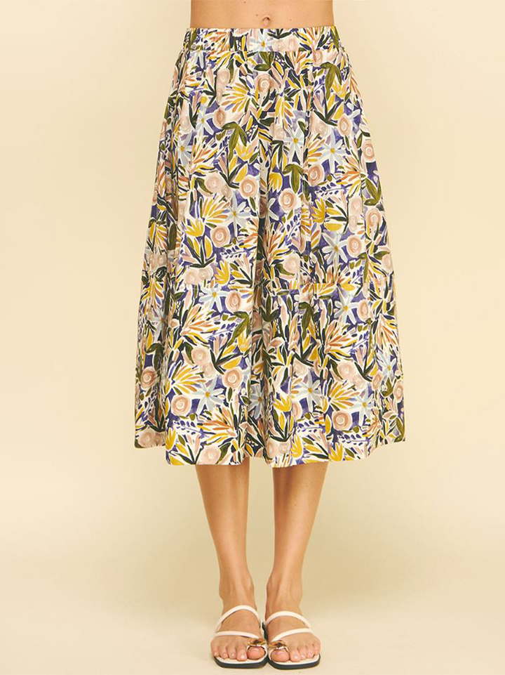 Purple Floral A-Line Skirt