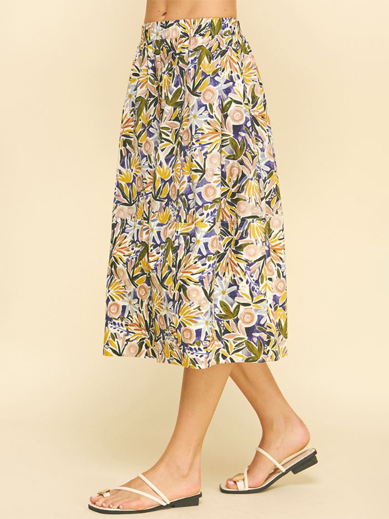 Purple Floral A-Line Skirt