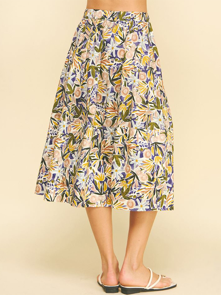 Purple Floral A-Line Skirt