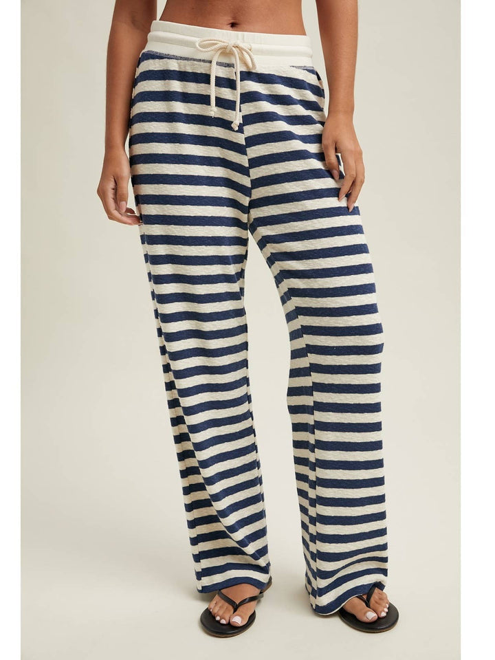 Navy/Cream Striped Knit Pants