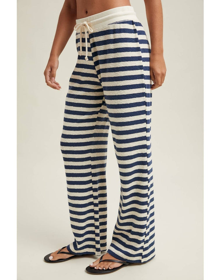 Navy/Cream Striped Knit Pants