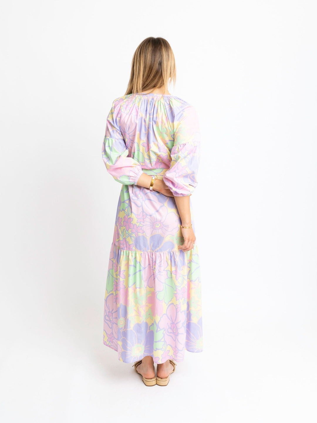 Karlie Pastel Floral V-Neck Maxi Dress