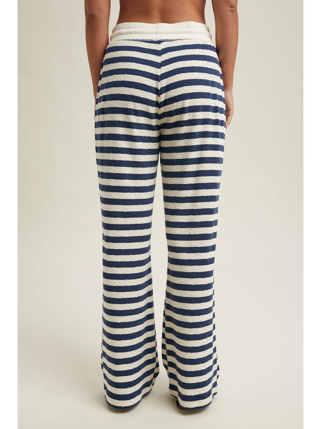 Navy/Cream Striped Knit Pants