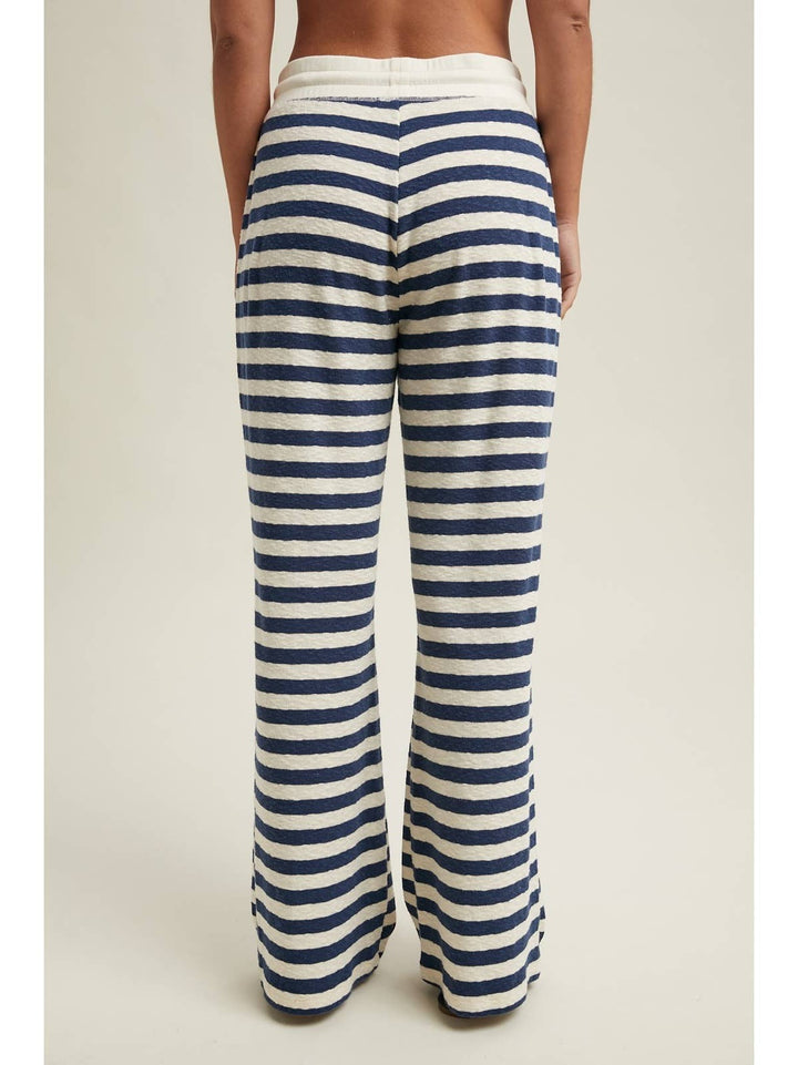 Navy/Cream Striped Knit Pants
