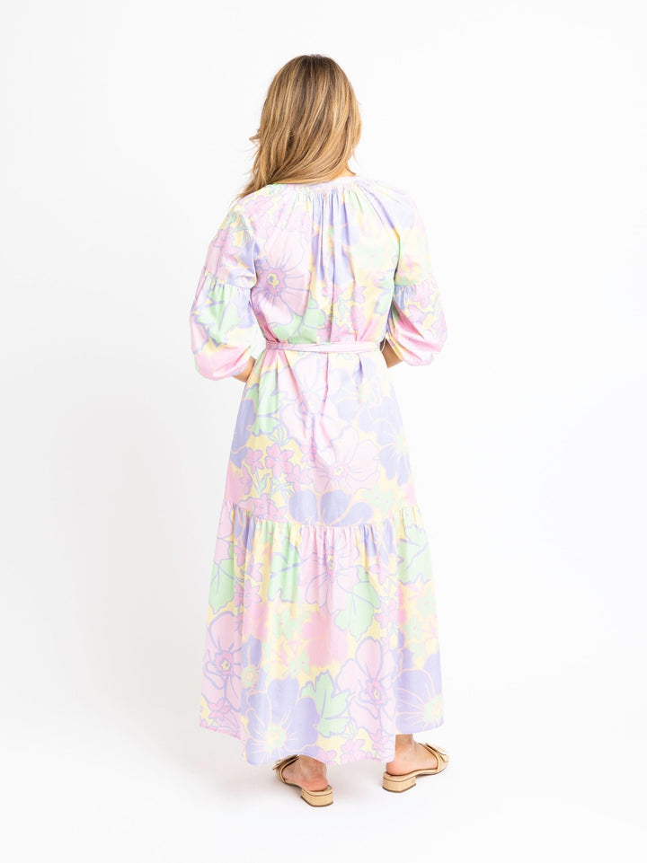 Karlie Pastel Floral V-Neck Maxi Dress