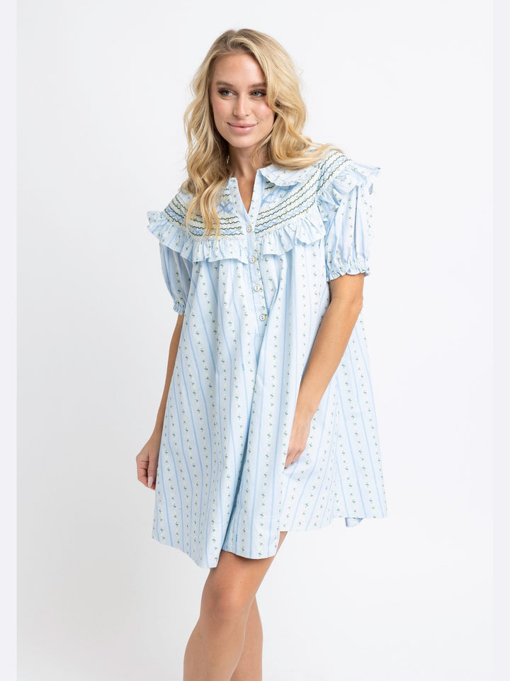 Karlie Floral Stripe Peter Pan Stitch Dress