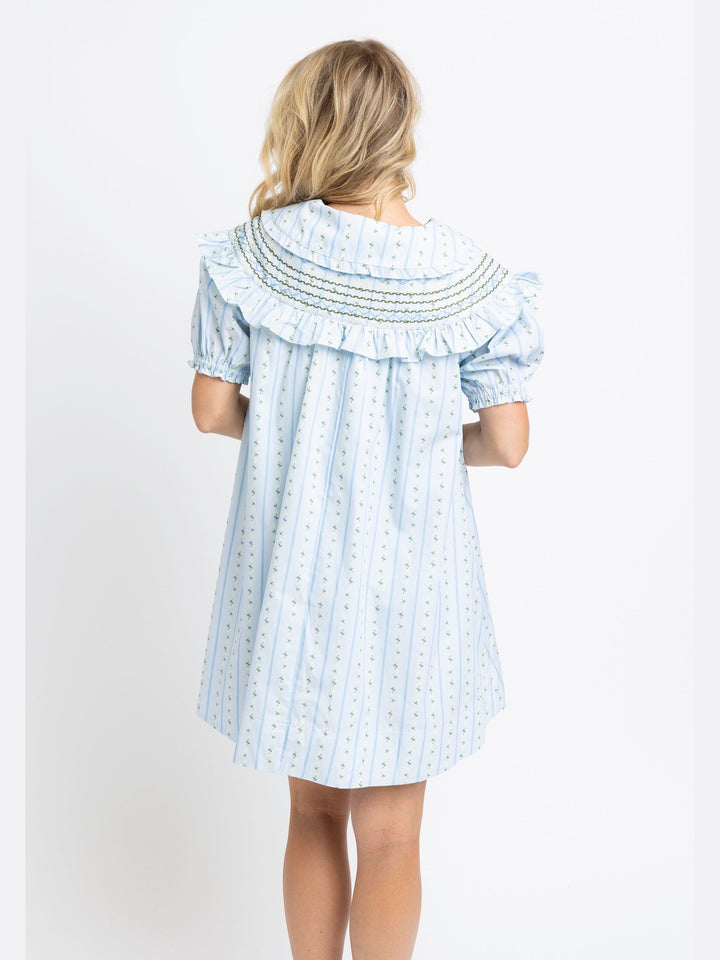 Karlie Floral Stripe Peter Pan Stitch Dress