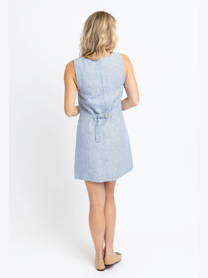 Karlie Denim Stripe Sleeveless Shift Dress