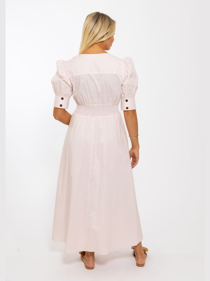 Karlie Poplin Blush V-Neck Dress