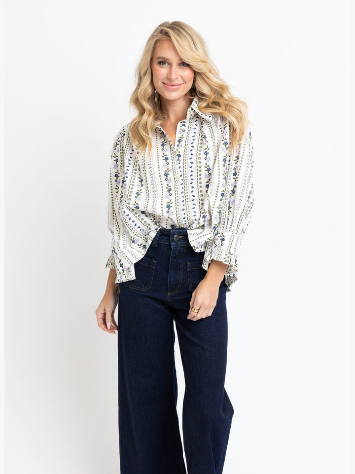 Karlie French Floral Puff Sleeve Top