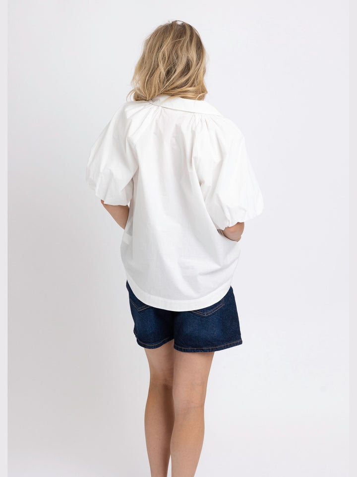 Karlie White Poplin Pocket Top