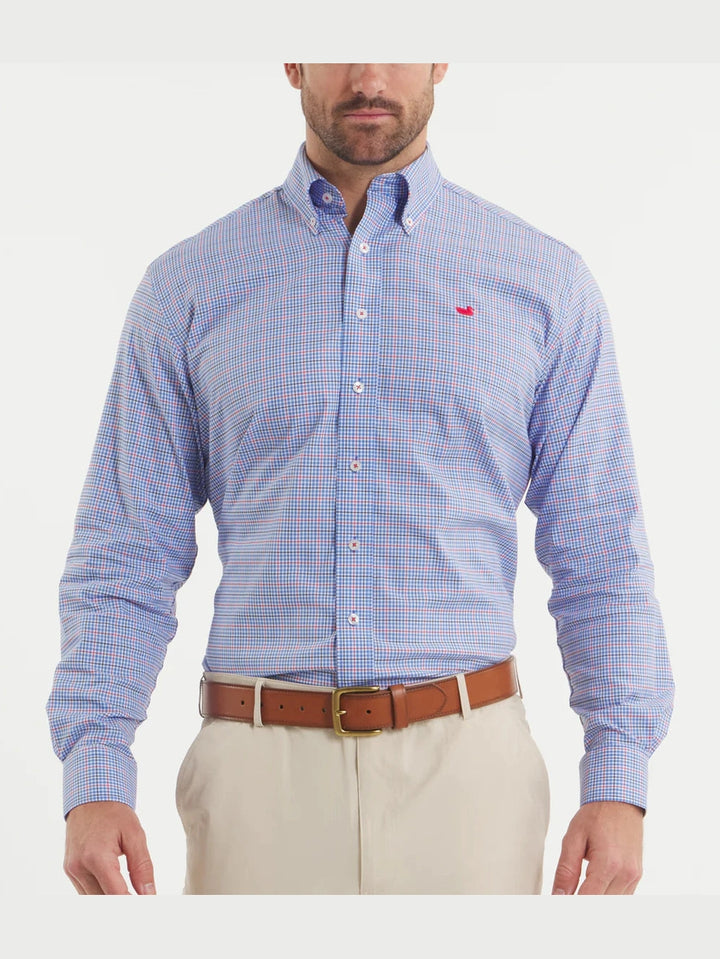 Southern Marsh Dyer Performance Dress Shirt - Navy & Red