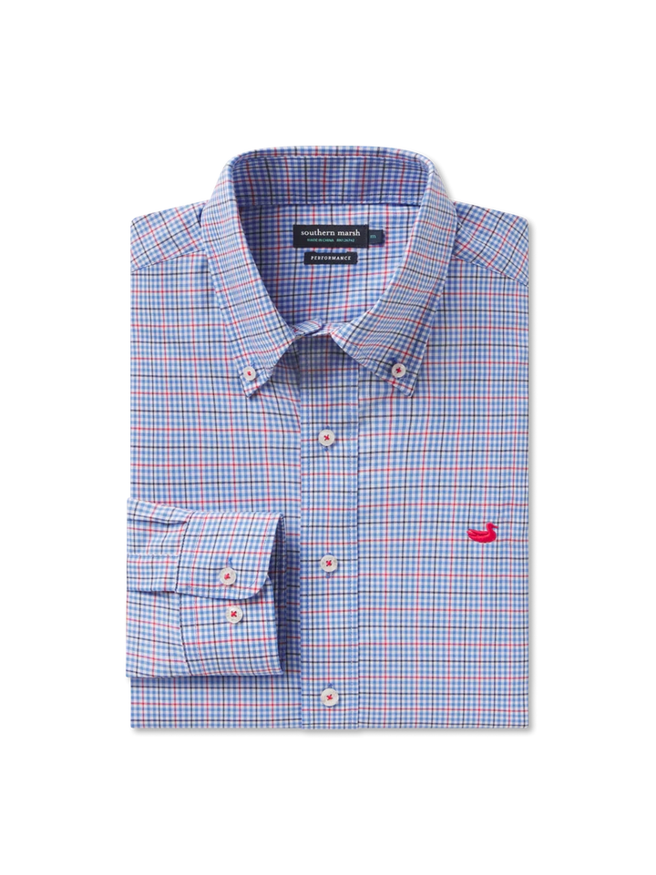 Southern Marsh Dyer Performance Dress Shirt - Navy & Red