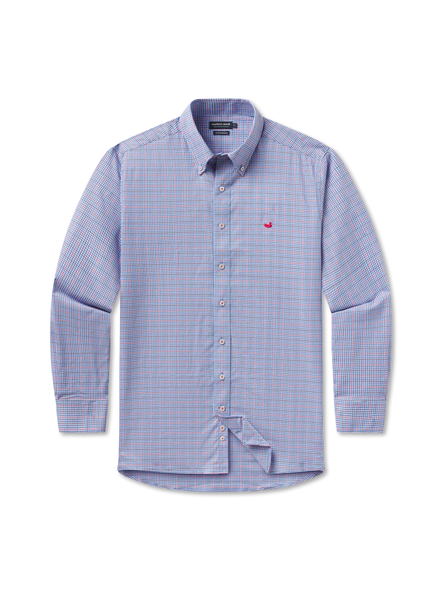 Southern Marsh Dyer Performance Dress Shirt - Navy & Red