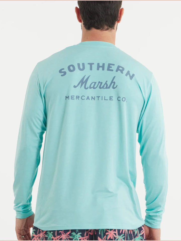 Southern Marsh FieldTec Featherlight Tee - Marsh Mercantile LS - Antigua Blue