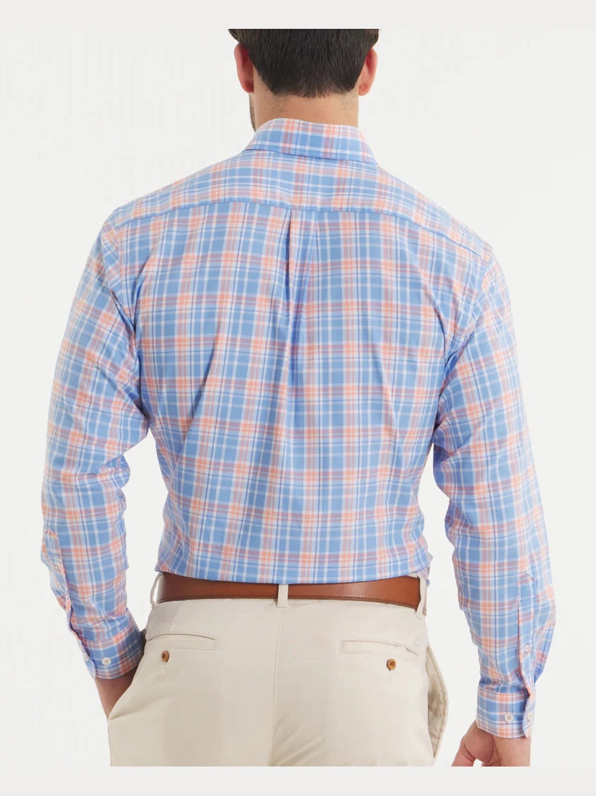 Southern Marsh Grainger Performance Plaid Dress Shirt - French Blue & Peach