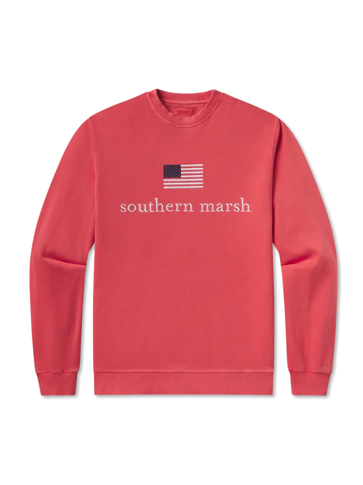 Southern Marsh SEAWASH Sweatshirt - American Flag - Washed Red