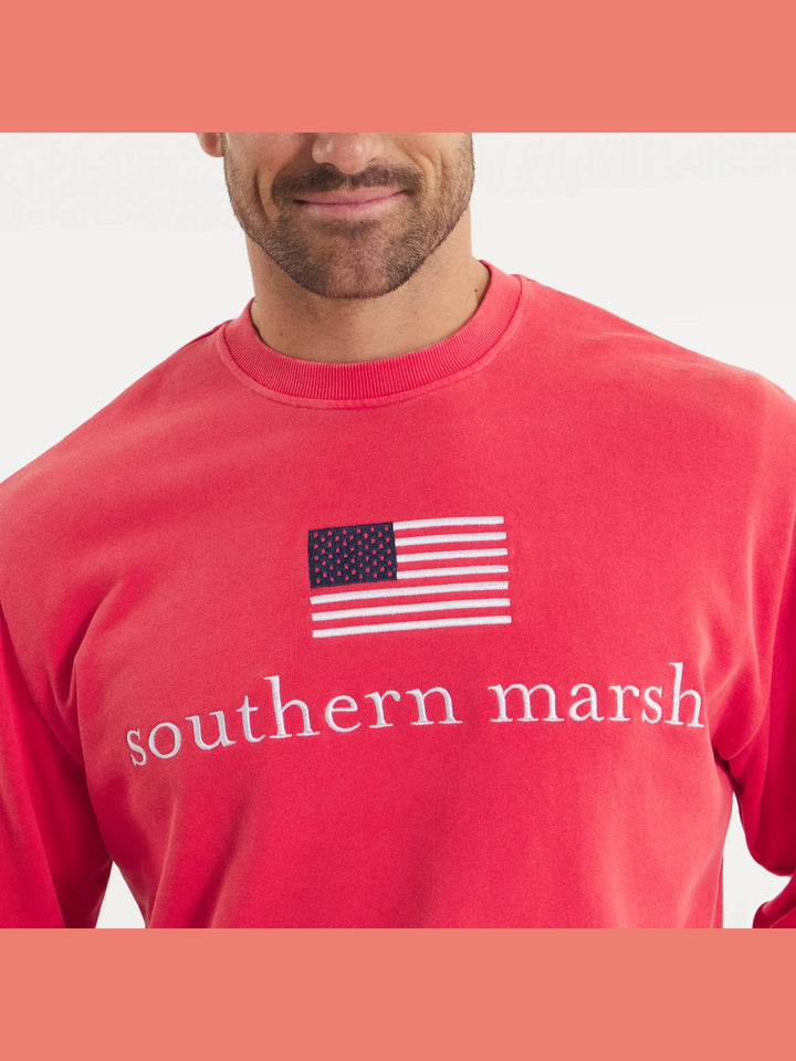 Southern Marsh SEAWASH Sweatshirt - American Flag - Washed Red