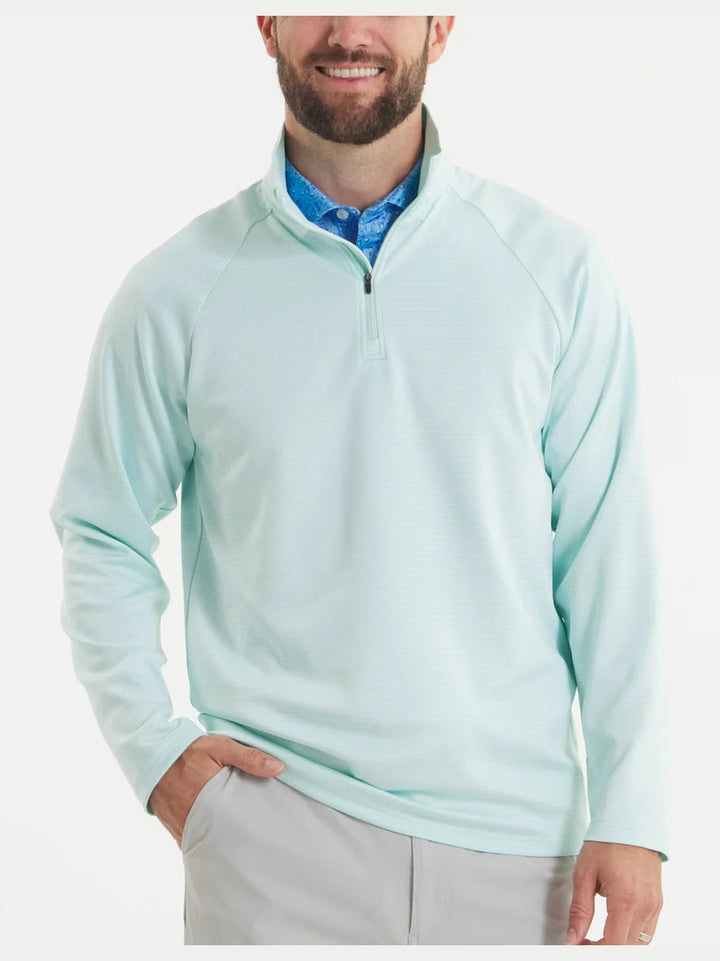 Southern Marsh Southampton Performance Quarter Zip - Stripes - White & Mint