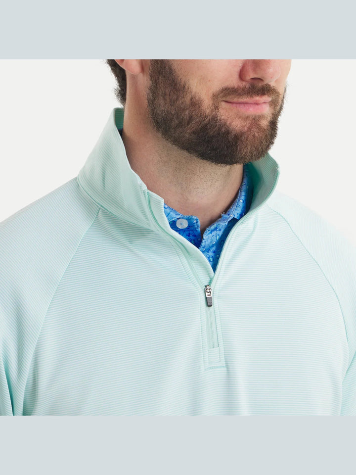 Southern Marsh Southampton Performance Quarter Zip - Stripes - White & Mint
