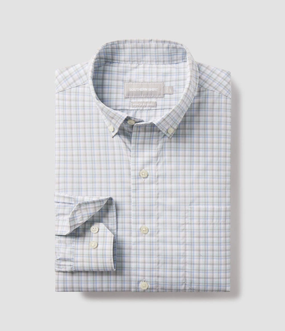 Southern Shirt Brookside Plaid Performance Button Down- Moonlight