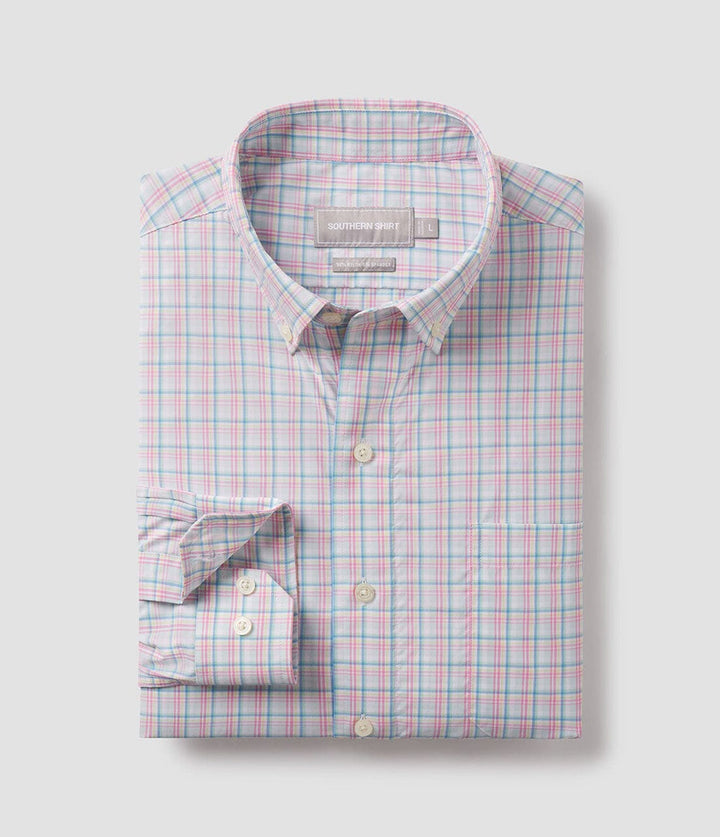 Southern Shirt Magnolia Plaid Performance Button Down- Pacific Cooler