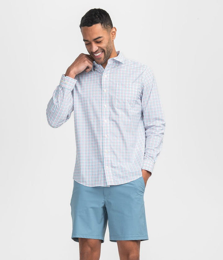 Southern Shirt Magnolia Plaid Performance Button Down- Pacific Cooler