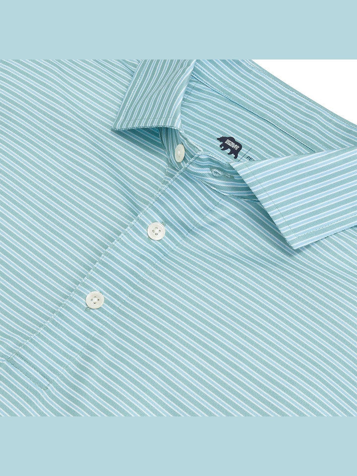 Onward Reserve Trophy Stripe Performance Pique Polo - Aquifer