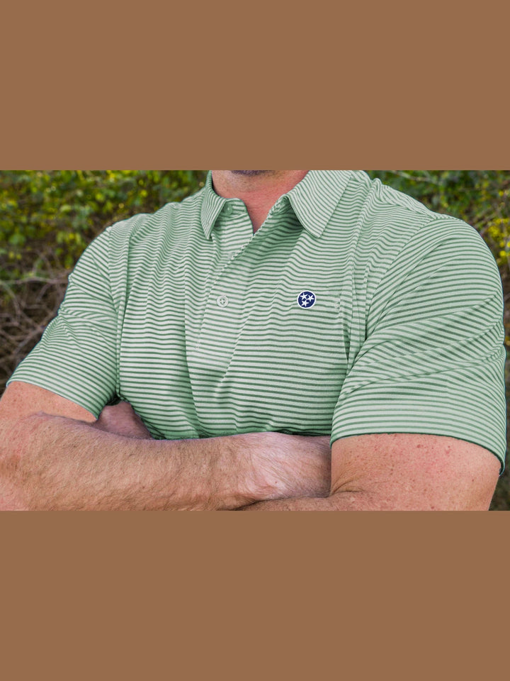 Volunteer Traditions Tristar Heritage Stripe Polo - White/Kelley Green