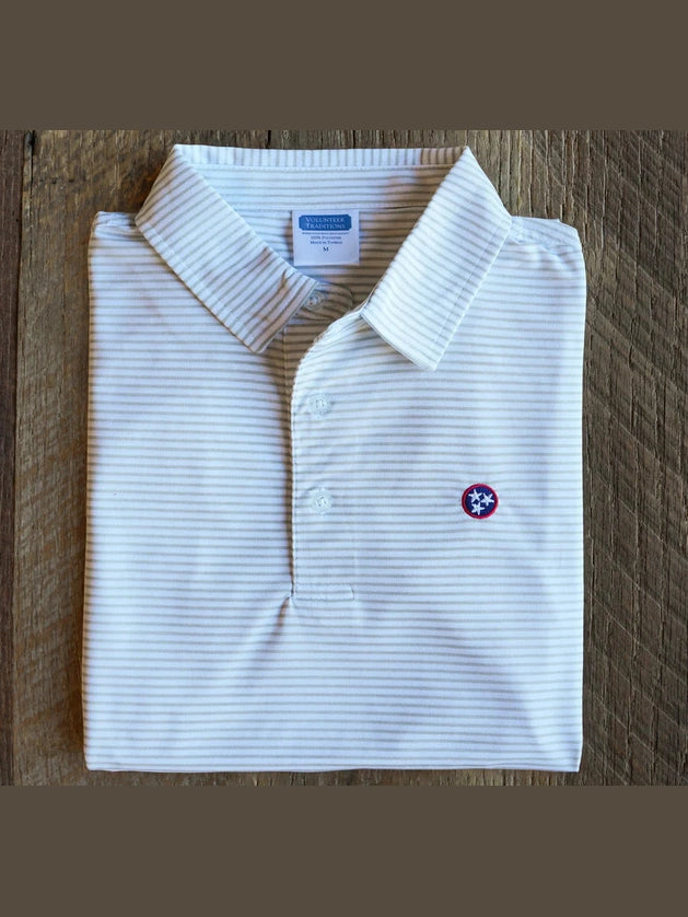 Volunteer Traditions Tristar Heritage Stripe Polo - White/Granite