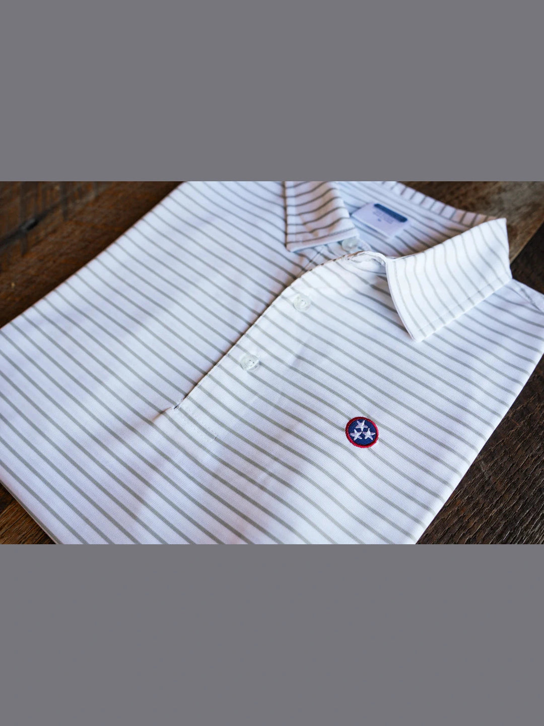 Volunteer Traditions Tristar Reese Stripe Polo - White/Granite
