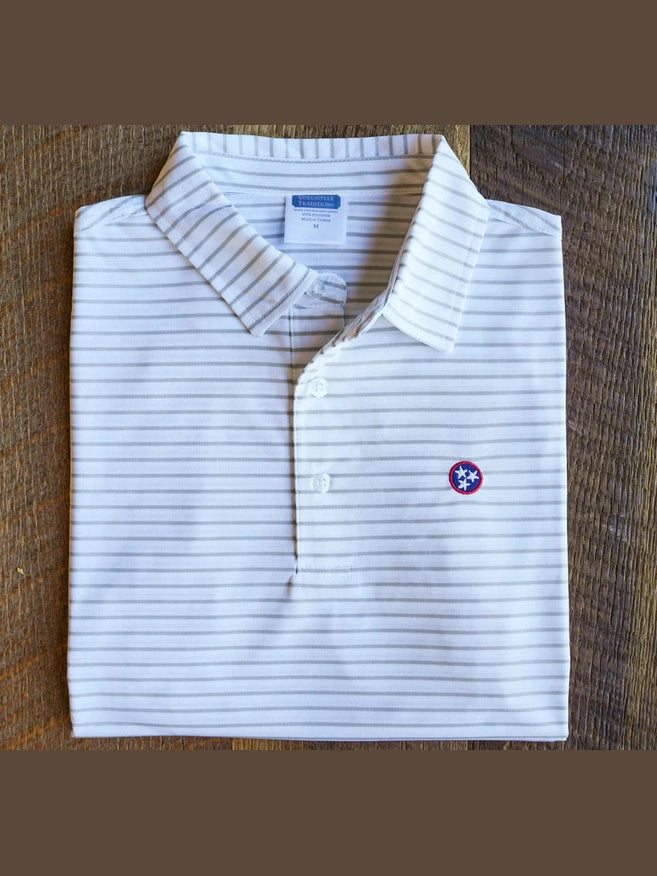 Volunteer Traditions Tristar Reese Stripe Polo - White/Granite