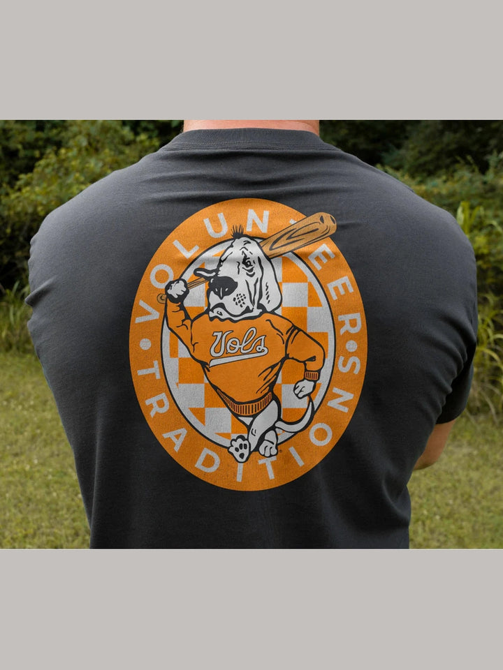 Volunteer Traditions Baseball Smokey Pocket Tee - Charcoal