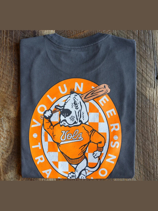 Volunteer Traditions Baseball Smokey Pocket Tee - Charcoal
