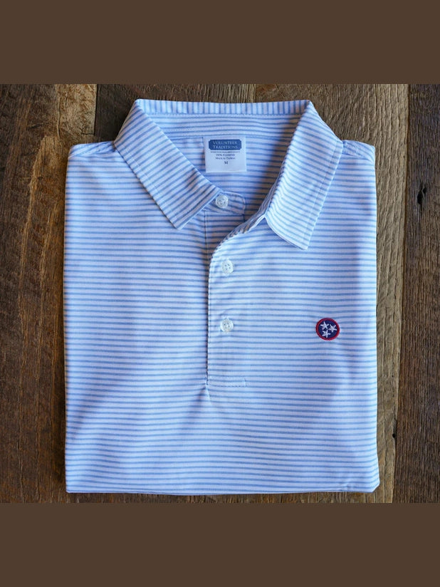 Volunteer Traditions Tristar Heritage Stripe Polo - White/Summitt Blue