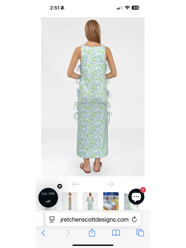 Gretchen Scott Tie Dress - Smell The Roses - Kelly Green/Periwinkle