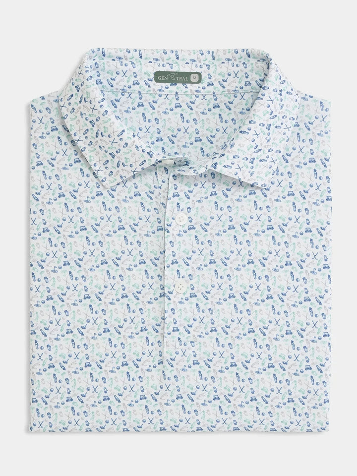 Genteal Caddie's Choice Printed Performance Polo - Green Bay