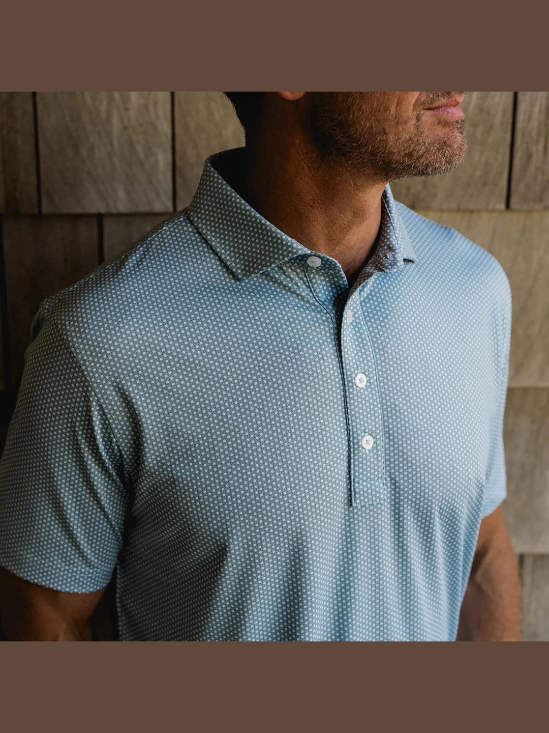 Genteal Portview Printed Performance Polo - Sea Mist