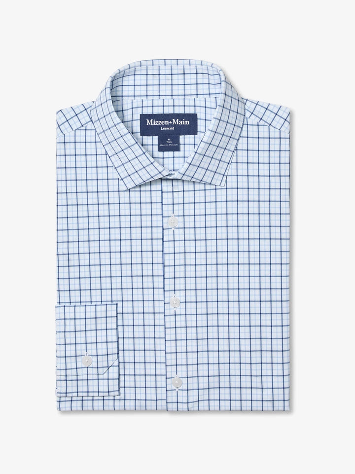 Mizzen + Main Leeward Dress Shirt - Cloud Blue Wyatt Plaid