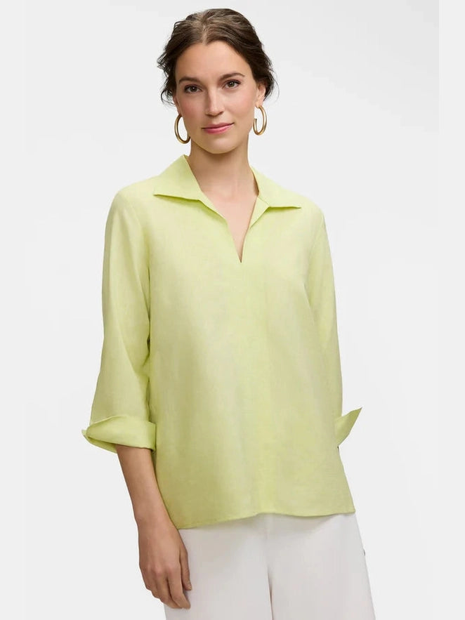 Agnes Linen Blend Popover Shirt - Limoncello