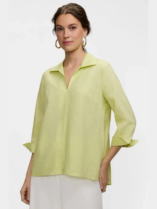 Agnes Linen Blend Popover Shirt - Limoncello