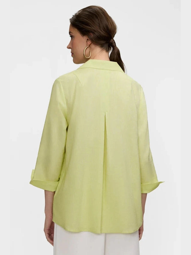 Agnes Linen Blend Popover Shirt - Limoncello